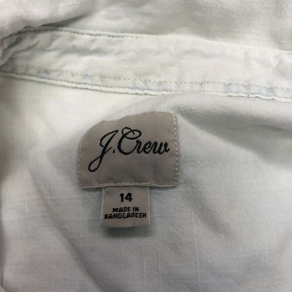 J Crew Women Bleached-out chambray Shirt Blouse Top Size 14 Cotton B239 -2 - Picture 6 of 16